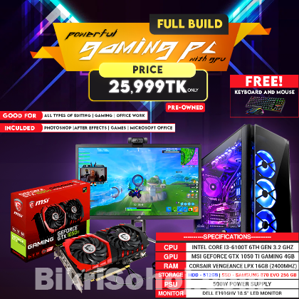 Full build|Gaming PC with GPU and monitor